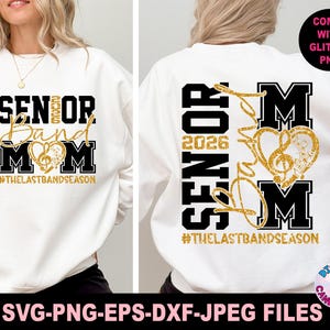 Senior Band Mom Svg Png, Senior Band Svg Png, Senior Svg Png, Band Svg Png, Senior 2026 Svg, Class of 2026 Svg, Svg Files for Cricut, Grad
