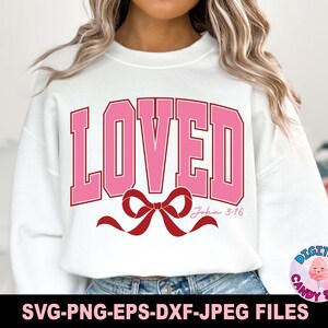 Loved John 3:16 Svg Png, Christian Valentines Svg Png, Coquette Valentines Svg Png, Mom Valentines Svg Png, bestanden voor Cricut, XOXO Svg Png