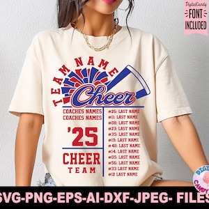 Cheer Roster modèle Svg Png, Cheer Svg Png, Cheer Team modèle Svg, Cheer Mom Svg Png, fichiers Svg pour Cricut, Cheer équipe chemises Svg