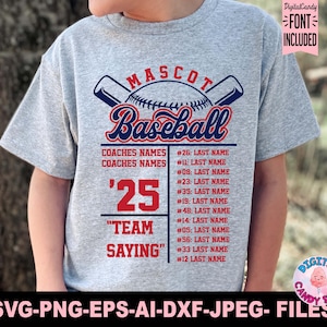 Baseball Roster Template Svg Png, Baseball Svg Png, Baseball Team Template Svg, Baseball Mom Svg, Svg Files for Cricut, Baseball Team Shirts