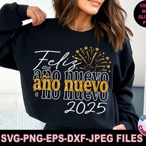 Feliz Ano Nuevo Svg Png, gelukkig Nieuwjaar Svg Png, Feliz 2025 Svg Png, Svg-bestanden voor Cricut, silhouetbestanden, oudejaarsavond Svg, Latina Svg
