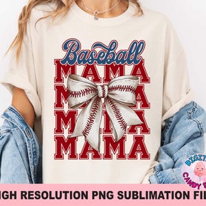 Baseball Mama Png, Baseball Png, Baseball Bow Png, Coquette Baseball Png, Game Day Png, Archivos Para Sublimación De Tinta, Retro Baseball Png
