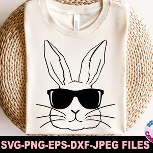 Jongen Pasen Svg Png, konijntje met bril Svg Png, Hip Hop Svg, Paasdag Svg, kinderen Pasen Svg, schattig Pasen Svg, Pasen Svg, Pasen Shirt Svg