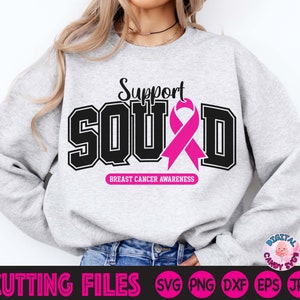 Escuadrón de apoyo Guerrero del cáncer de mama Svg Png, Cinta rosa Svg, Sobreviviente de cáncer Svg, Juntos luchamos contra SVG, Archivos svg para Cricut, Lucha contra el cáncer