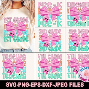 Coquette Teacher Svg Png, Pencil Coquette Bow Svg Png, Primeiro dia de aula Svg, De volta às aulas, Apreciação do professor Svg, Pencil Teacher Svg