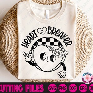 Heart Breaker Svg, Meisjes Valentijnsdag Svg, Valentijnsdag Svg, Little Miss Valentines Svg, Retro Valentijnsdag Svg, Bestanden voor Cricut