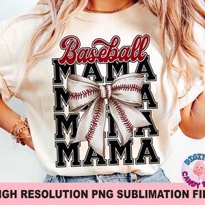 Baseball Mama Png, Baseball Png, Baseball Bow Png, Coquette Baseball Png, Game Day Png, Archivos Para Sublimación De Tinta, Retro Baseball Png