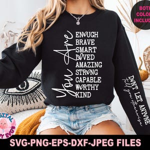 You Are Enough Svg Png, Inspirational Svg Png, Positive Quote Svg, Positive Svg, Mental Health Svg, Self Love Svg Png, Svg Files For Cricut