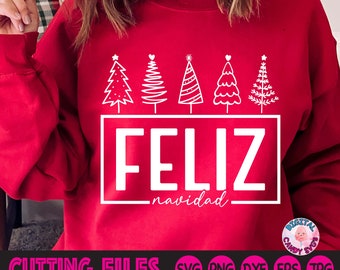 Feliz Navidad Svg, Merry Christmas Svg, Latina Svg, Mexican Svg, Puerto Rican Svg, Svg Files for Cricut, Silhouette Files, Spanish Christmas