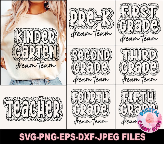Back To School Svg Png, Custom Teacher Dalmatian Bundle Svg Png, Dalmatian Dots Svg, First Grade Svg, Kindergarten  Svg Png, Second Grade