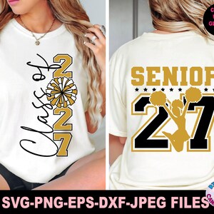 シニア応援 SVG PNG、シニア 2027 SVG、シニア SVG、卒業生 SVG、卒業式 SVG、2027 年卒業クラス SVG、2027 卒業生 SVG、Cricut 用 SVG ファイル、PNG 画像 2