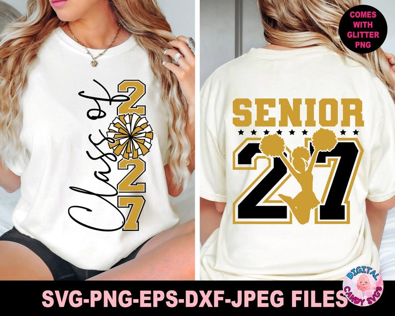 シニア応援 SVG PNG、シニア 2027 SVG、シニア SVG、卒業生 SVG、卒業式 SVG、2027 年卒業クラス SVG、2027 卒業生 SVG、Cricut 用 SVG ファイル、PNG 画像 2
