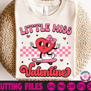 Kleine Miss Valentine Svg, Retro Valentines Svg, Meisjes Valentines Svg, Valentijnsdag Svg, Bestanden voor Cricut, Mama's Valentine Svg, PNG