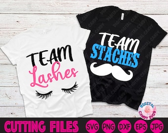 Team Lashes, Team Staches, Gender Reveal Svg, Boy or Girls Svg, Expecting Svg, Svg Files for Cricut, Silhouette Files, Baby Announcement