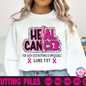 Guérir le cancer Svg Png, Png guerrier du cancer du sein, Christian Svg Png, Svg religieux, lutter contre le cancer, Svg de l'équipe de soutien, fichiers pour Cricut