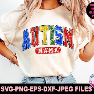 Svg sensibilisation à l'autisme, Svg maman autisme, besoins spéciaux Svg, fichiers Svg pour Cricut, neurodiversité Svg png, en avril, nous portons du bleu Svg