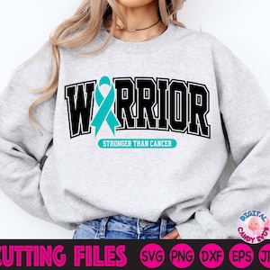 Guerrero contra el cáncer de ovario Svg, Guerrero contra el cáncer de cuello uterino Svg, Sobreviviente de cáncer Svg, Escuadrón de apoyo, Juntos luchamos Svg, Archivos Svg para Cricut