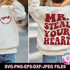 Mr. Steal Your Heart Svg Png, Jungen Valentines Svg, Valentinstag Svg, Dateien für Cricut, One Loved Dude Svg, Heart Breaker Svg, Lover Boy