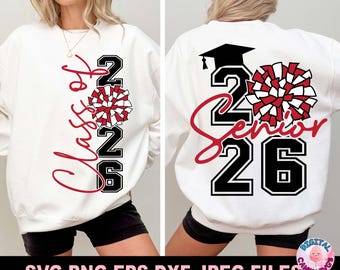 Cheer Senior Svg Png, Senior 2026 Svg, Senior Svg, Graduate Svg, Graduation Svg, Class of 2026 Svg, 2026 Grad Svg, Svg Files for Cricut, PNG