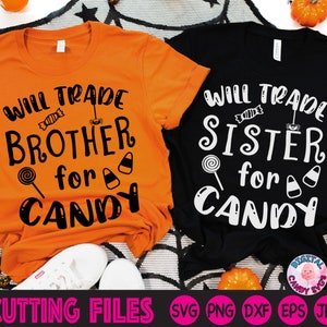 Cambiará al hermano por Candy Svg, Cambiará a la hermana por Candy Svg, Halloween Svg, Archivos SVG para Cricut, Divertido Halloween Svg, Niños Halloween