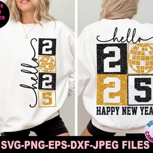 Olá 2025 Svg Png, Feliz Ano Novo Svg Png, Véspera de Ano Novo Svg Png, Tripulação de Ano Novo Svg, Arquivos Svg para Cricut, Arquivos Silhouette, Cheers Svg