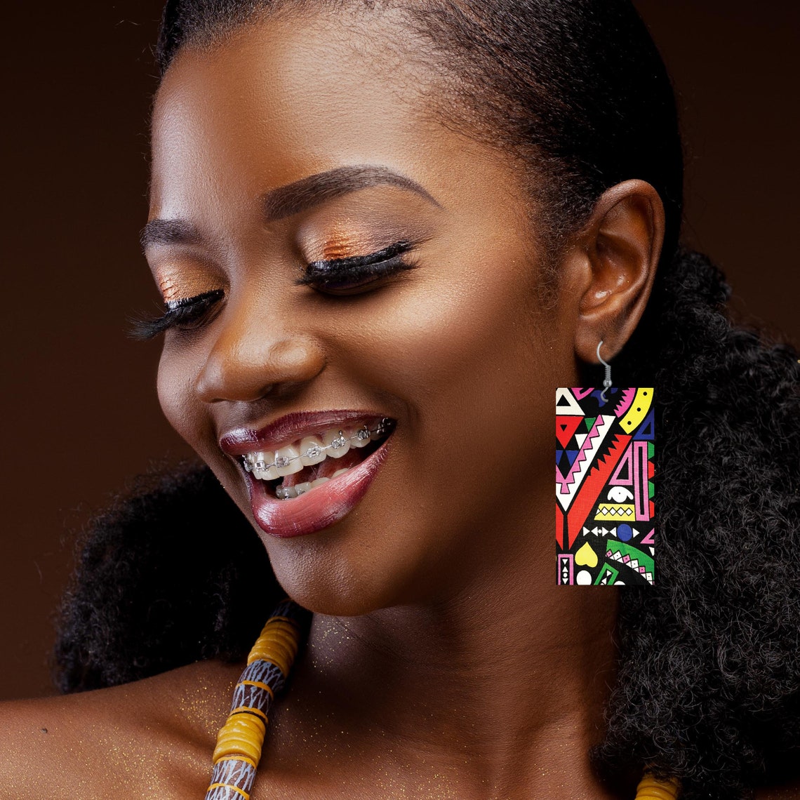 African Print Earrings African Earrings African Multi color Etsy