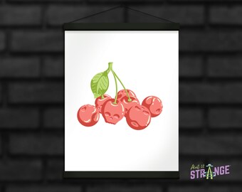 8.5”x11” Art Print, Skull Cherries Art Print, Fruit Art, Cute Wall Art, Creepy Wall Art, Skull Art, Spooky Art, Creepy Art