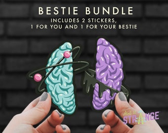 2 Sticker Bundle - Left Brain & Right Brain, 2-pack Stickers, Brain Stickers, BFF Stickers, Best Friend Gift