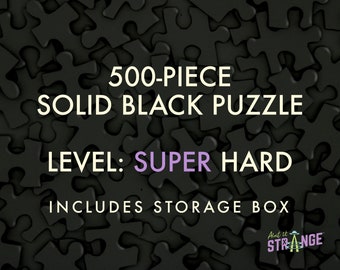 500-Piece Solid Black Puzzle, Hard Puzzle, Gift for Friend, Minimalist Gift, Difficult Puzzle, Jigsaw Puzzle, 1-Color Puzzle