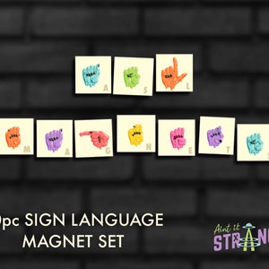 50-pc ASL Letter Magnets, Educational Magnets, Sign Language Magnets, Alphabet Magnets