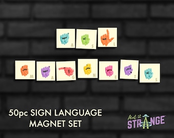 50-pc ASL Letter Magnets, Educational Magnets, Sign Language Magnets, Alphabet Magnets