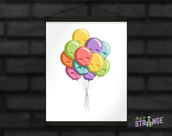 8.5”x11” Art Print, Skull Balloons Art Print, Balloons Art, Colorful Balloons, Balloon Art, Skull Art, Spooky Art, Creepy Art