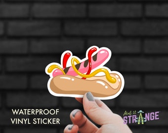 Waterproof Vinyl Hot Dog Decal Sticker, Laptop Sticker, Phone Case Sticker, Bumper Sticker, Hydroflask Sticker, Water Bottle Sticker