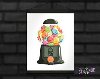 8.5”x11” Art Print, Skull Gumball Machine Art Print, Candy Art, Gum Ball Art, Skull Art, Spooky Art, Creepy Art