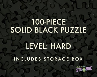 100-Piece Solid Black Puzzle, Hard Puzzle, Gift for Friend, Minimalist Gift, Difficult Puzzle, Jigsaw Puzzle, 1-Color Puzzle