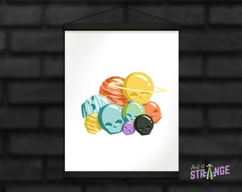 8.5”x11” Art Print, Skull Planets Art Print, Space Art, Creepy Art, Skull Art, Trippy Space Art Print, Planets Art