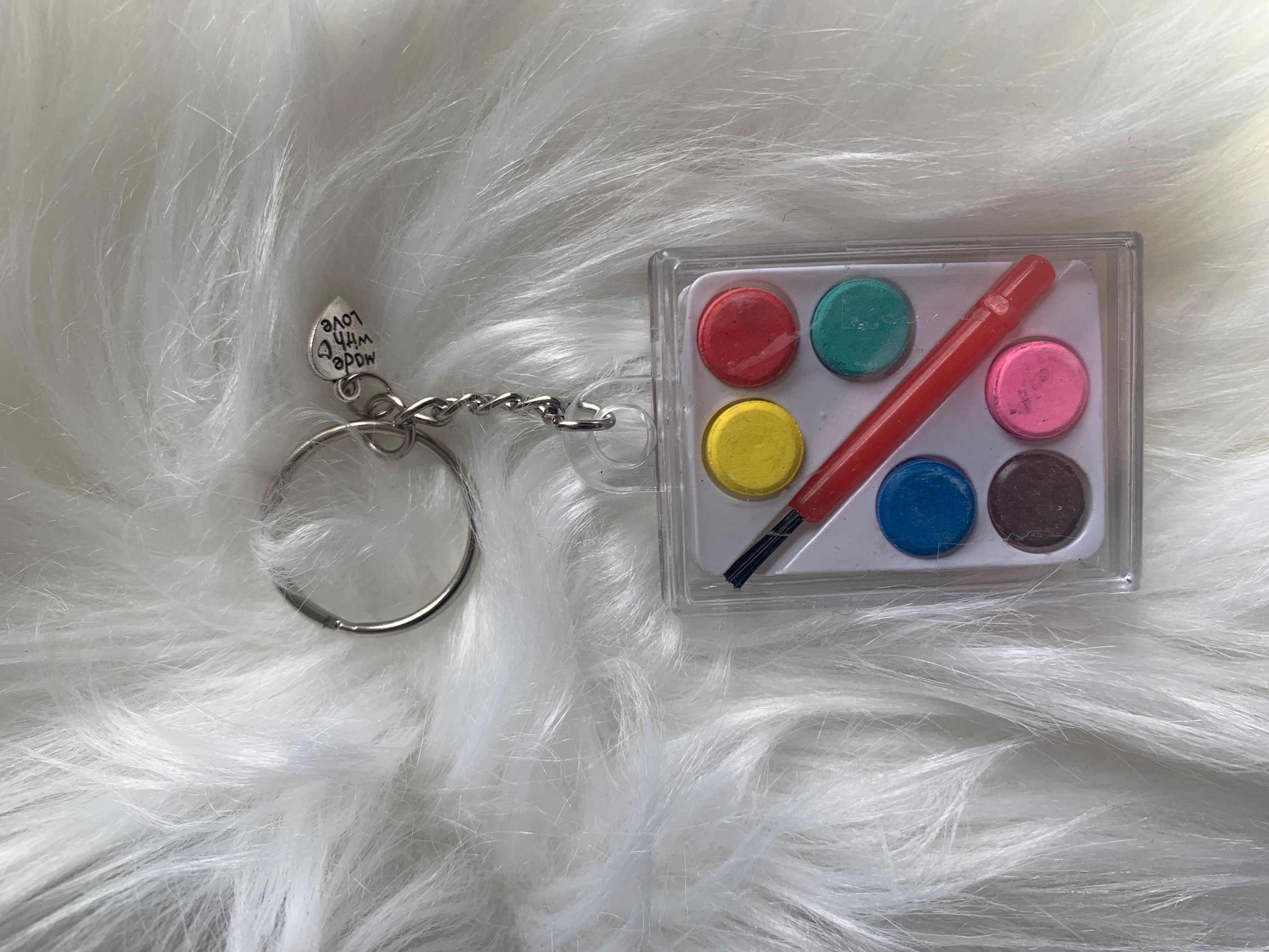 Mini watercolor paint pallet keychain Etsy