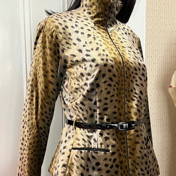 Leopard Print Velvet Skirt Suit Dorothy Schoelen Platinum