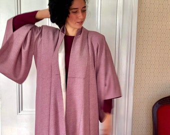 Vintage Silk Kimono: 1970s Floral Fuchsia Robe