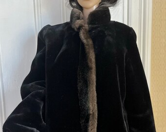 80s USA製 Hillmoor NEW YORK フェイクファーコート Vintage Hillmoor of New York Faux Fur Coat/ Vintage Brown