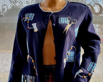 Sew What’s New With You? 1990s Embellished Folk Cardigan Christopher Banks