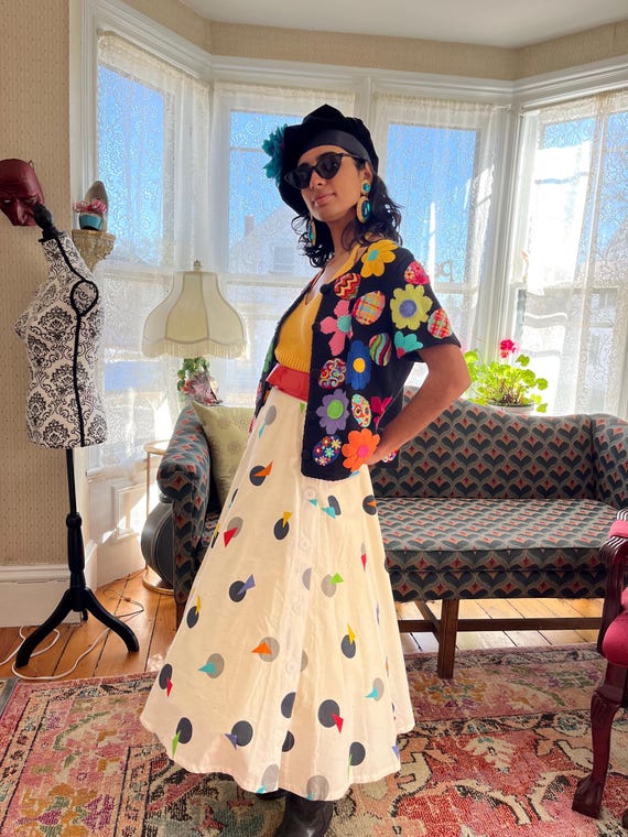 Michael Simon Easter Egg Flower Power Cardigan 19… - image 8