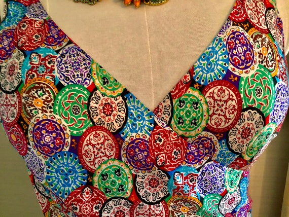 Colorful 90s Silk  Dress - image 5