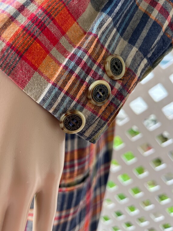 1980s Linen Madras Plaid Oversized Blazer by Liz … - image 5