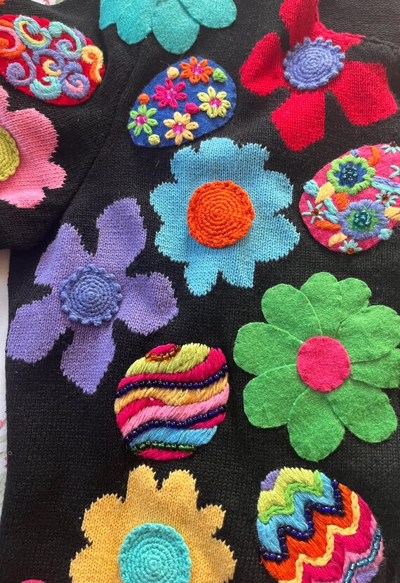 Michael Simon Easter Egg Flower Power Cardigan 19… - image 5
