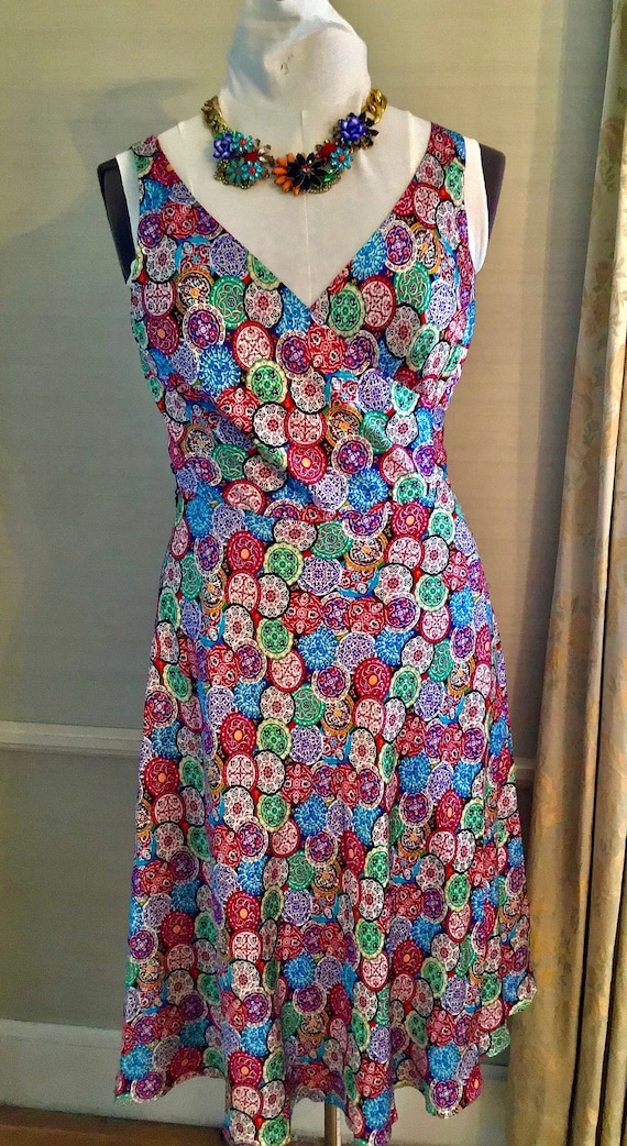 Colorful 90s Silk  Dress