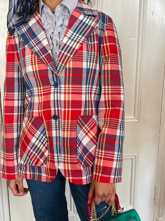 Classic 1970s Plaid Spring Blazer