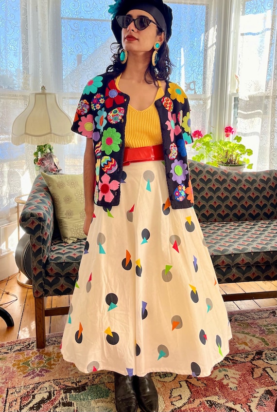 Michael Simon Easter Egg Flower Power Cardigan 19… - image 2