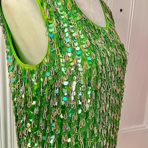1960s Green Silk Beaded Top