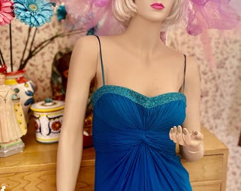 blue express dress Vintage World Brand Paisley Strapless Tube Top --- Retro 1990s 2000s Summer Party Casual Dress --- Y2K Women's Clothing Square neck